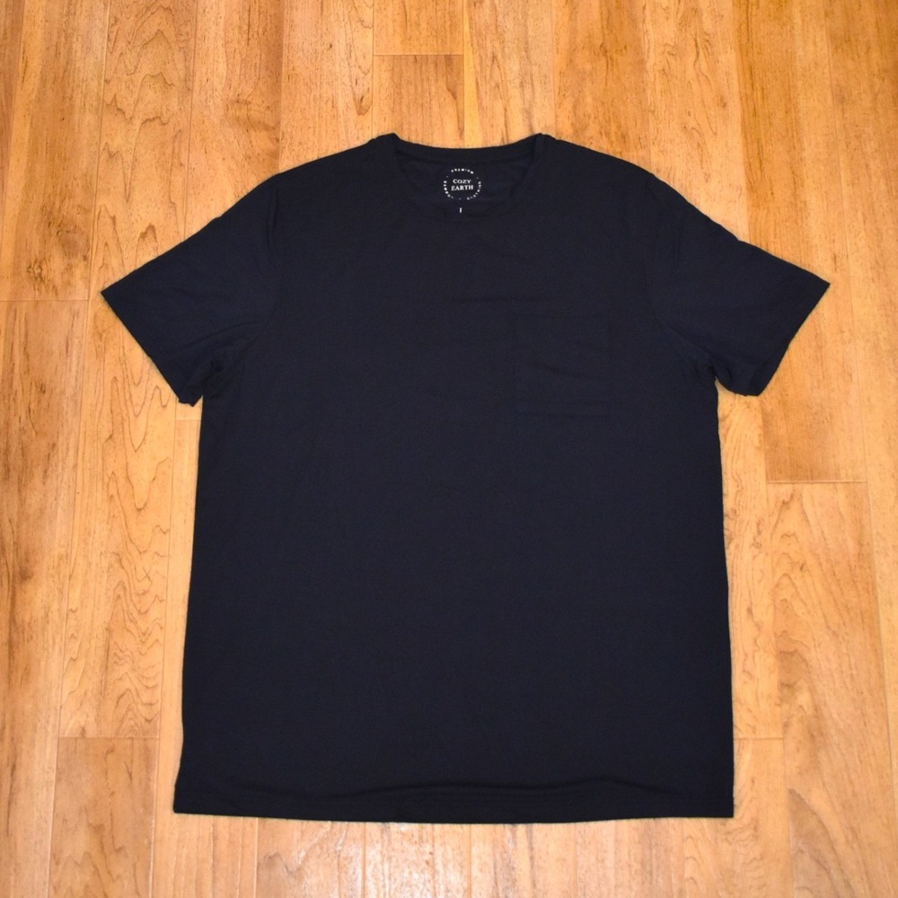 Cozy Earth Pocket T-Shirt Mens Large Navy Blue Excellent Bamboo Crew Neck Tee